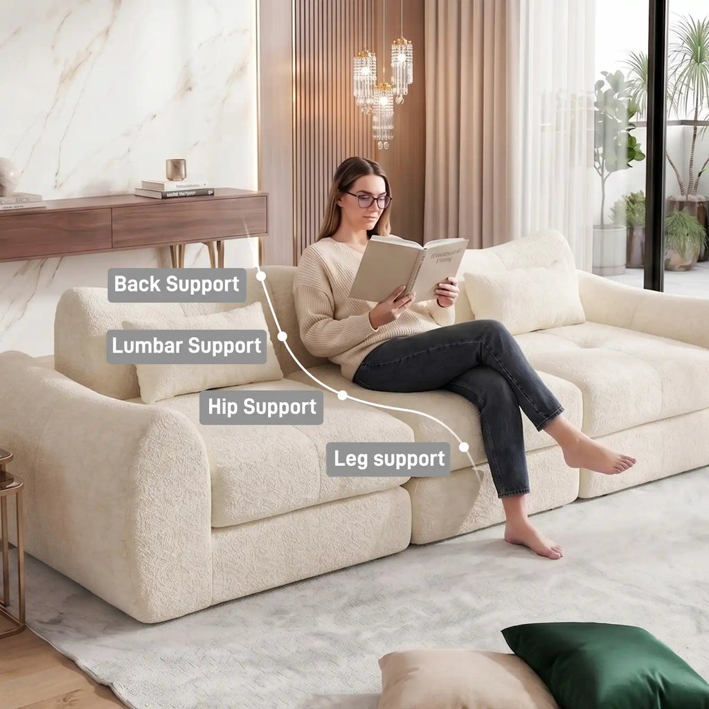 102-Inch Modular Boneless Cloud Sectional Sofa Bed with Deep Seating