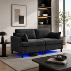 69-Inch Chenille Deep-Seat Loveseat with USB Charging Ports and LED Lighting