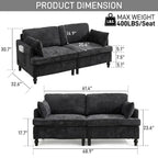 69-Inch Chenille Deep-Seat Loveseat with USB Charging Ports and LED Lighting