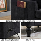 69-Inch Chenille Deep-Seat Loveseat with USB Charging Ports and LED Lighting