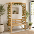 63" Wooden Garden Arbor Bench with Trellises and Pergola for Climbing Plants