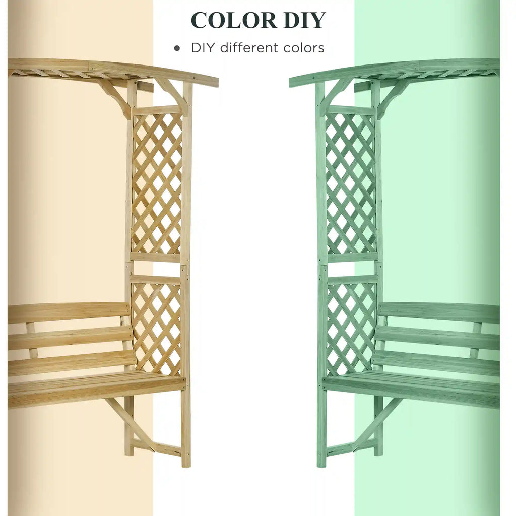 63" Wooden Garden Arbor Bench with Trellises and Pergola for Climbing Plants