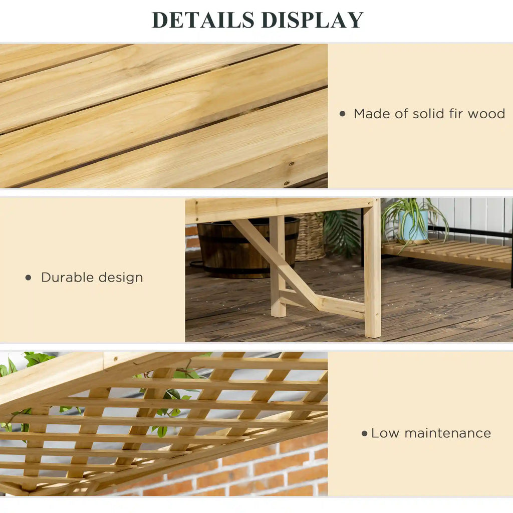 63" Wooden Garden Arbor Bench with Trellises and Pergola for Climbing Plants