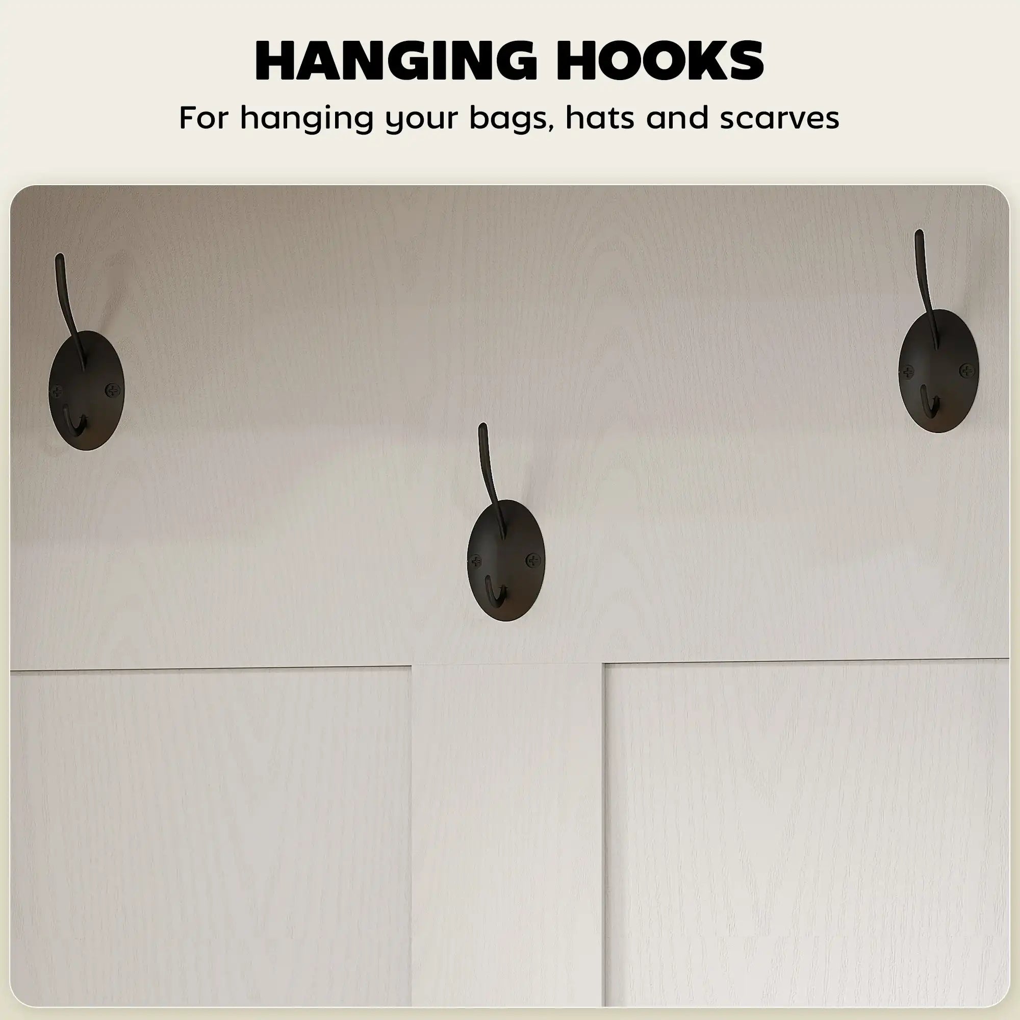 23.1" Narrow Hall Tree with Shoe Storage Bench, Coat Hooks, and Top Shelves