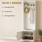 72" Narrow Hall Tree with Shoe Storage Bench, Coat Hooks, and Open Shelves