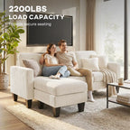 72.8" Reversible L-Shaped Corduroy Sectional Sofa with Movable Ottoman