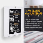 34.75" Wall-Mounted Fold-Out Desk with Storage Shelves and Blackboard Panel