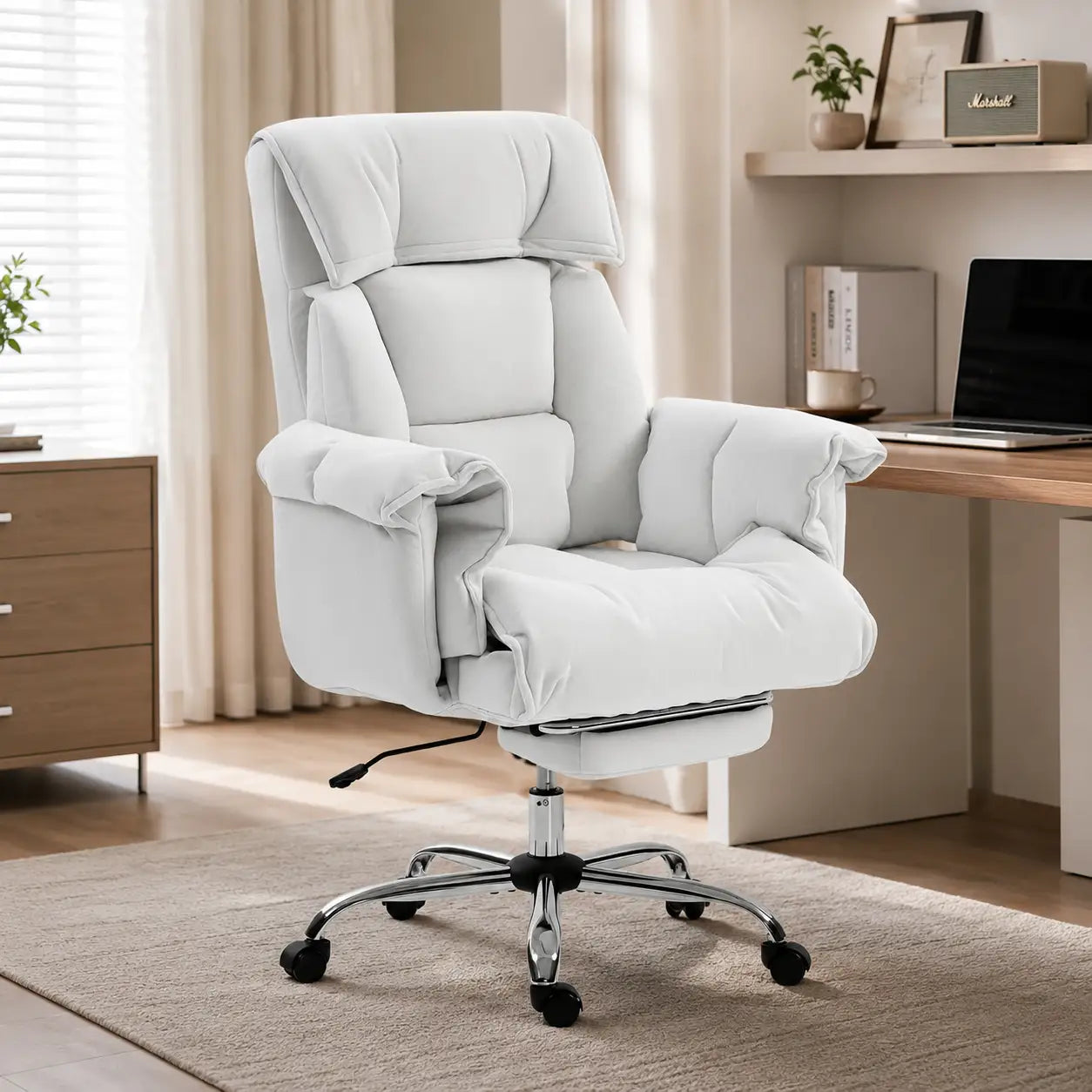 30.3" High-Back Reclining Office Chair with Foldable Backrest and Retractable Footrest