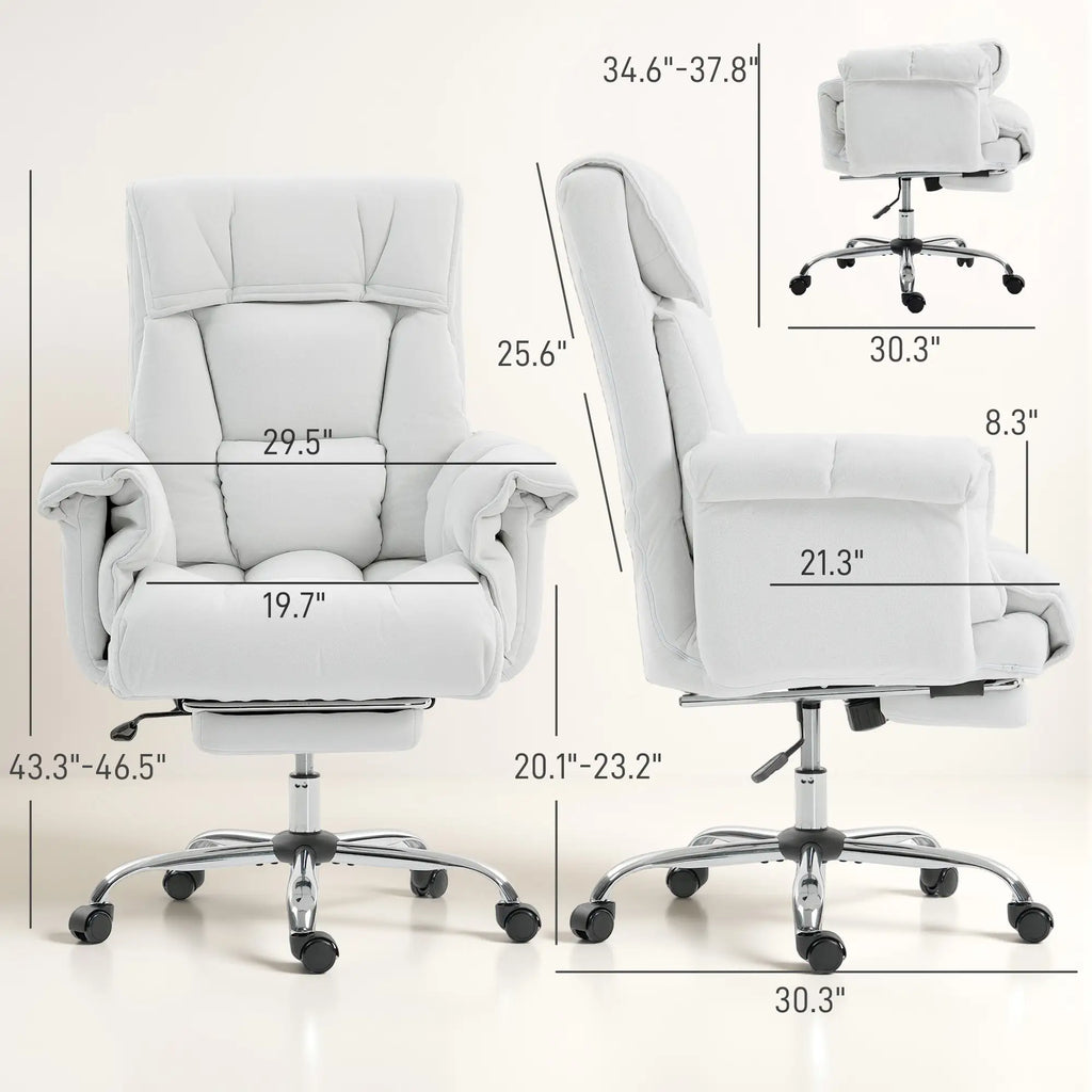 30.3" High-Back Reclining Office Chair with Foldable Backrest and Retractable Footrest