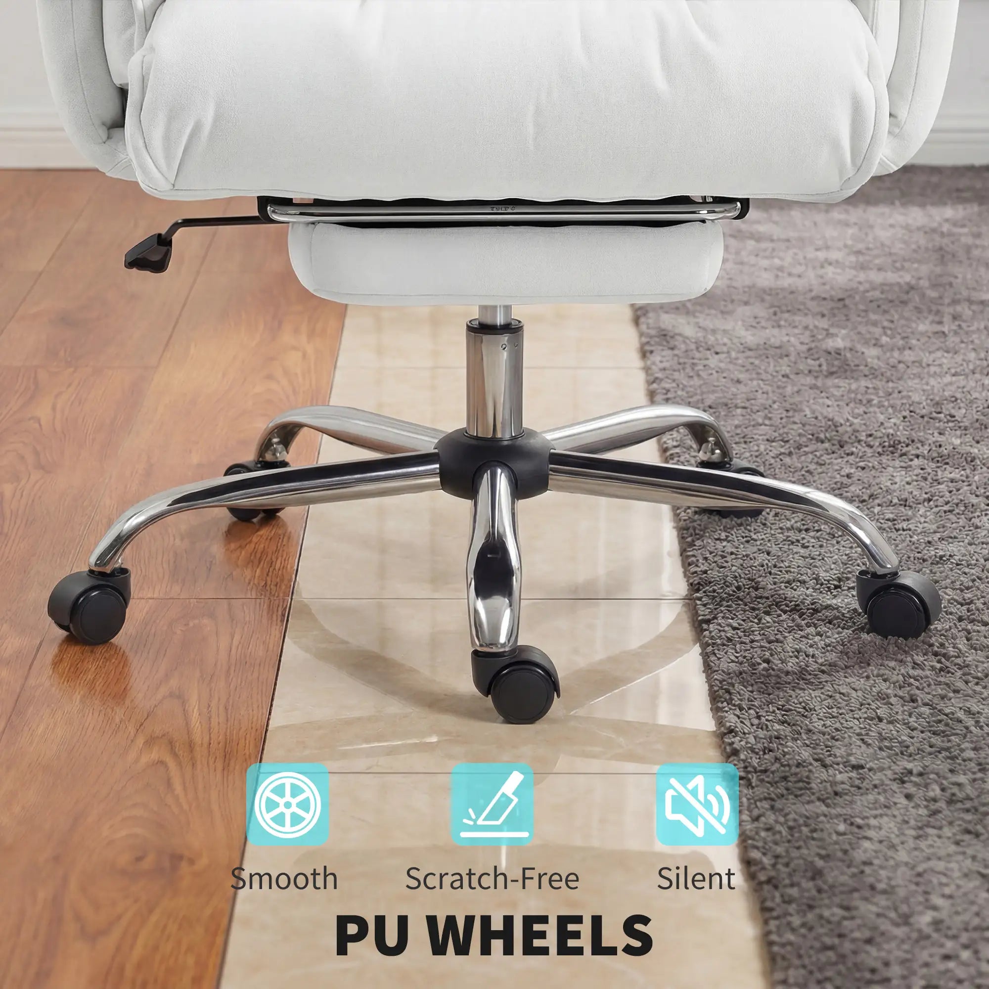 30.3" High-Back Reclining Office Chair with Foldable Backrest and Retractable Footrest