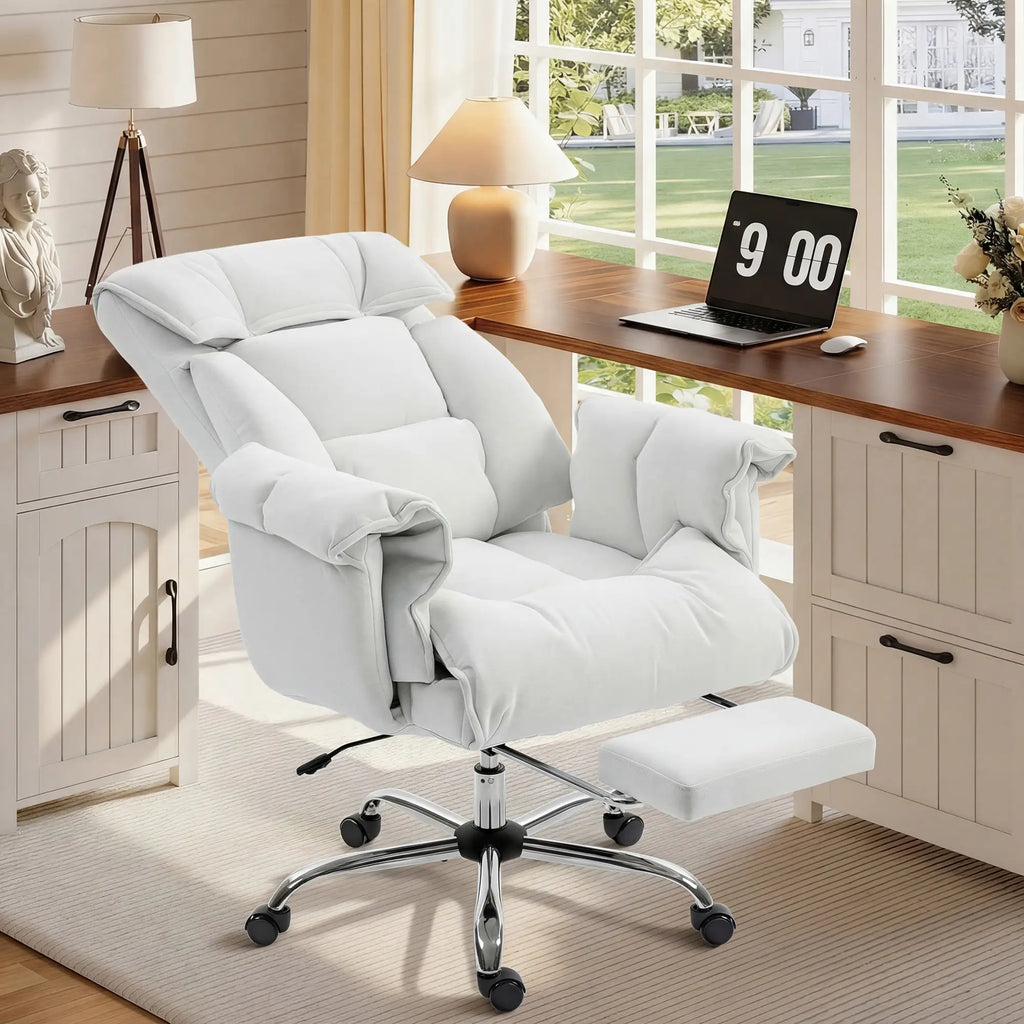 30.3" High-Back Reclining Office Chair with Foldable Backrest and Retractable Footrest