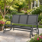 57.9" 3-Person Outdoor Patio Glider Bench with Breathable Mesh Seating