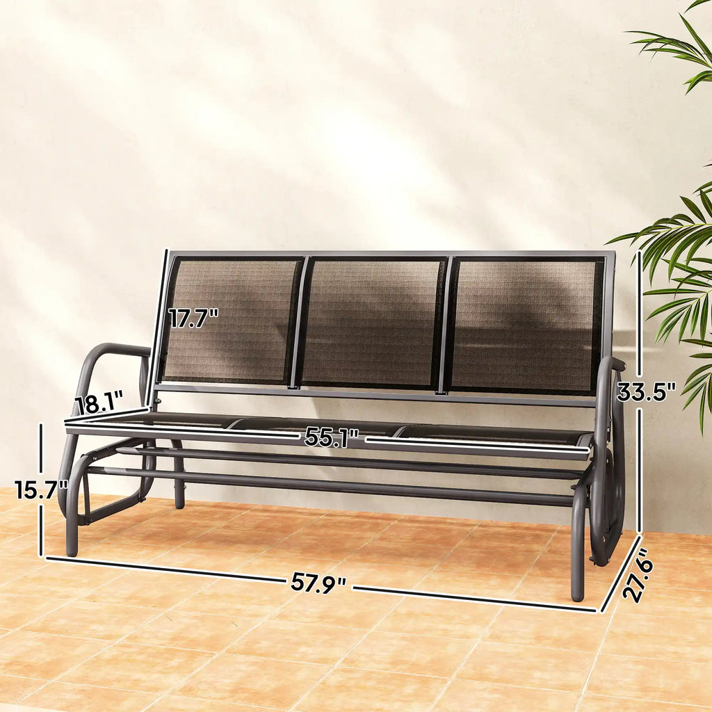 57.9" 3-Person Outdoor Patio Glider Bench with Breathable Mesh Seating