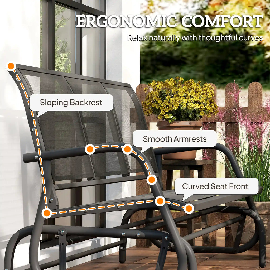 57.9" 3-Person Outdoor Patio Glider Bench with Breathable Mesh Seating