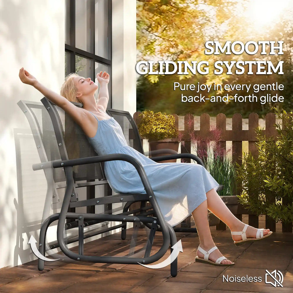57.9" 3-Person Outdoor Patio Glider Bench with Breathable Mesh Seating