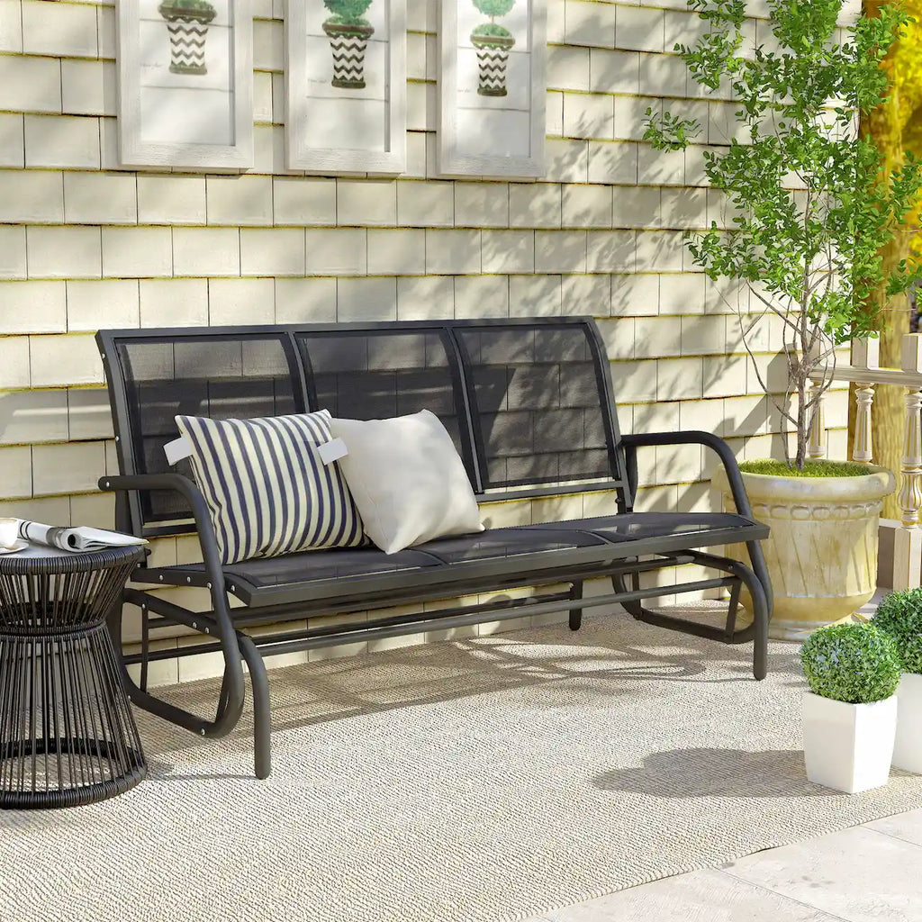 57.9" 3-Person Outdoor Patio Glider Bench with Breathable Mesh Seating