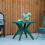 36.25" Round Plastic Patio Dining Table with Umbrella Hole
