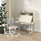 Adjustable Kids Study Desk and Chair Set with 45° Tilting Desktop