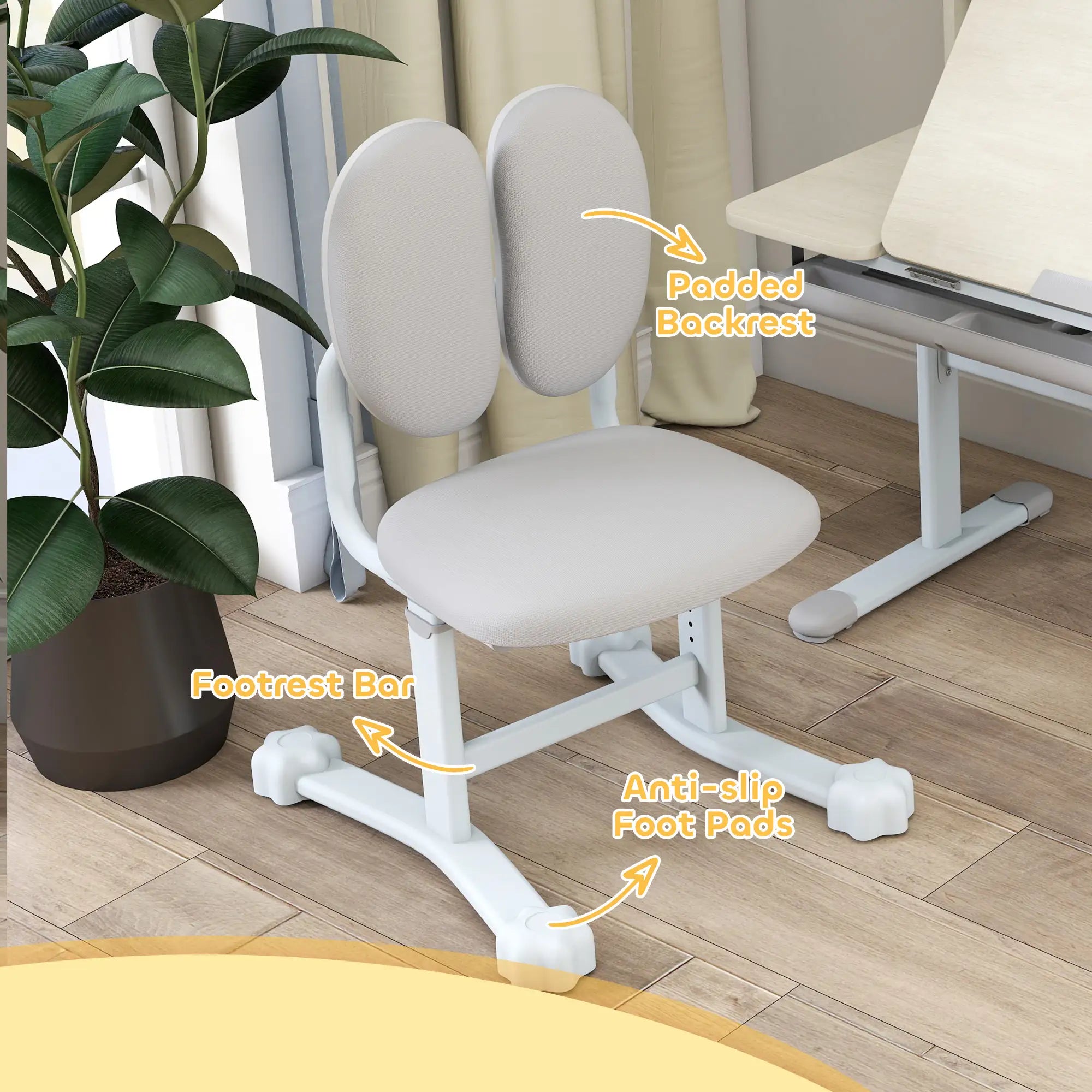 Adjustable Kids Study Desk and Chair Set with 45° Tilting Desktop