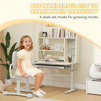 Adjustable Kids Study Desk and Chair Set with 45° Tilting Desktop