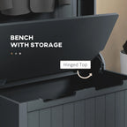 67" Entryway Hall Tree with Storage Bench and 4 Double Coat Hooks