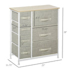 28" 7-Drawer Fabric Dresser Storage Tower with Metal Frame and Wood Top