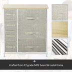 28" 7-Drawer Fabric Dresser Storage Tower with Metal Frame and Wood Top