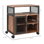 25.5" Mobile Printer Stand with Power Outlets, USB Ports, Storage Shelves and Locking Wheels
