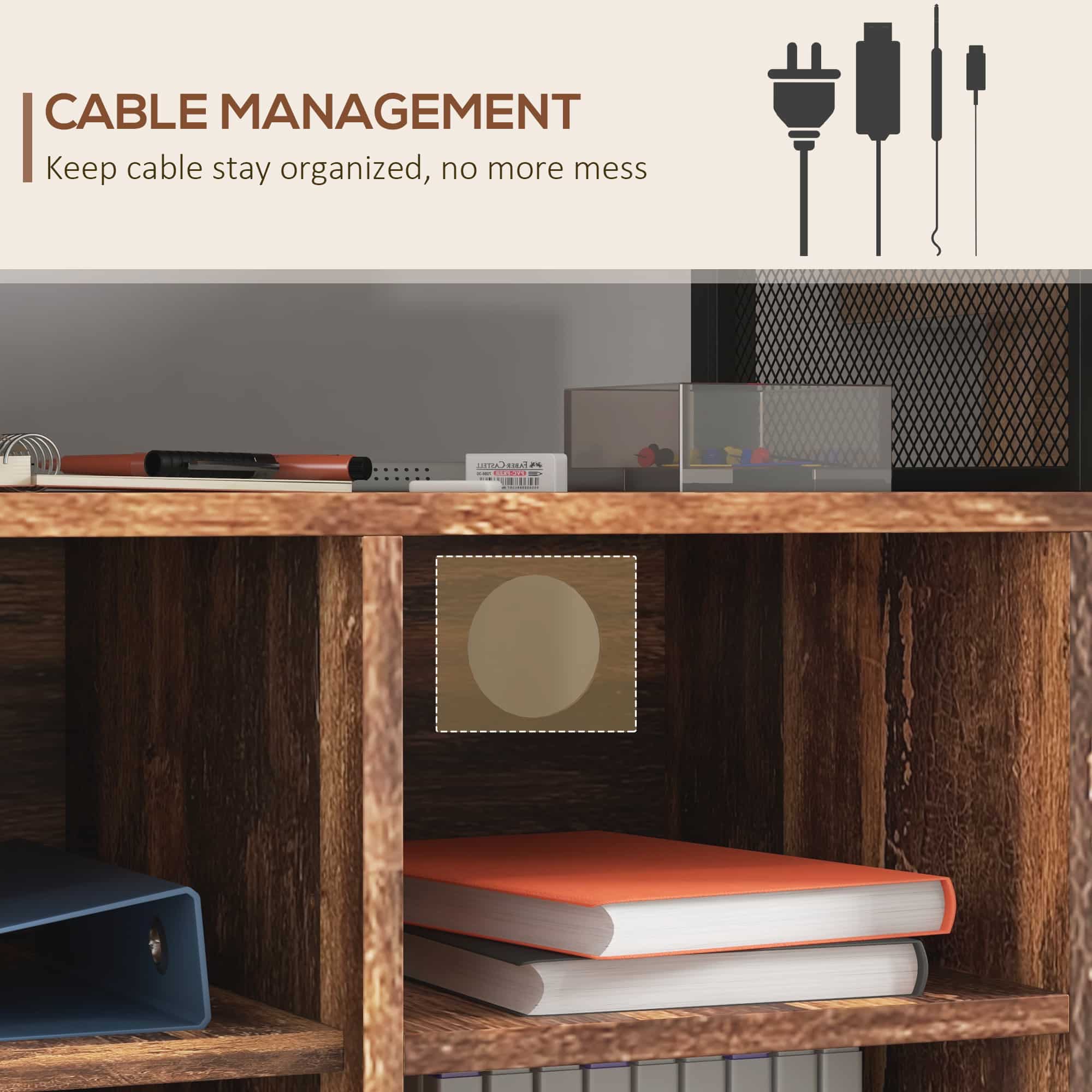 25.5" Mobile Printer Stand with Power Outlets, USB Ports, Storage Shelves and Locking Wheels