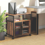 25.5" Mobile Printer Stand with Power Outlets, USB Ports, Storage Shelves and Locking Wheels