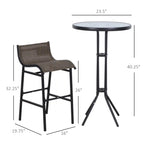 3-Piece 40" Bar-Height Outdoor Bistro Set with Tempered Glass Table and 2 Mesh Chairs