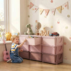 44.5" 3-Tier Kids Toy Storage Organizer with 9 Removable Bins