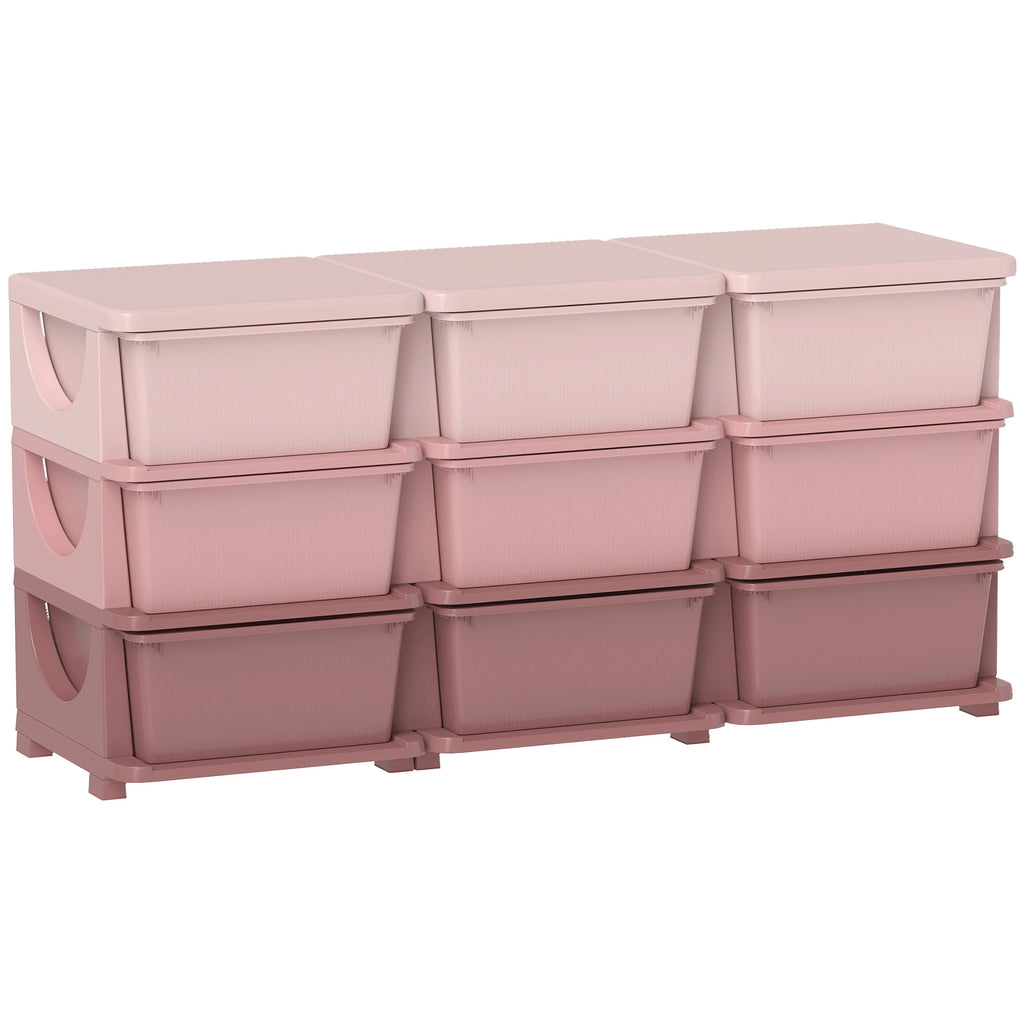 44.5" 3-Tier Kids Toy Storage Organizer with 9 Removable Bins
