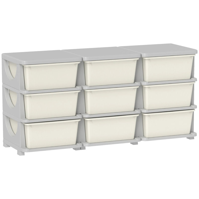 44.5" 3-Tier Kids Toy Storage Organizer with 9 Removable Bins