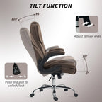 48" High-Back Executive Office Chair with Flip-Up Arms and Diamond-Tufted Upholstery