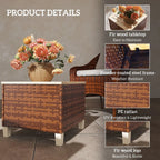 17.7" Square PE Rattan Outdoor Side Table with Natural Fir Wood Top