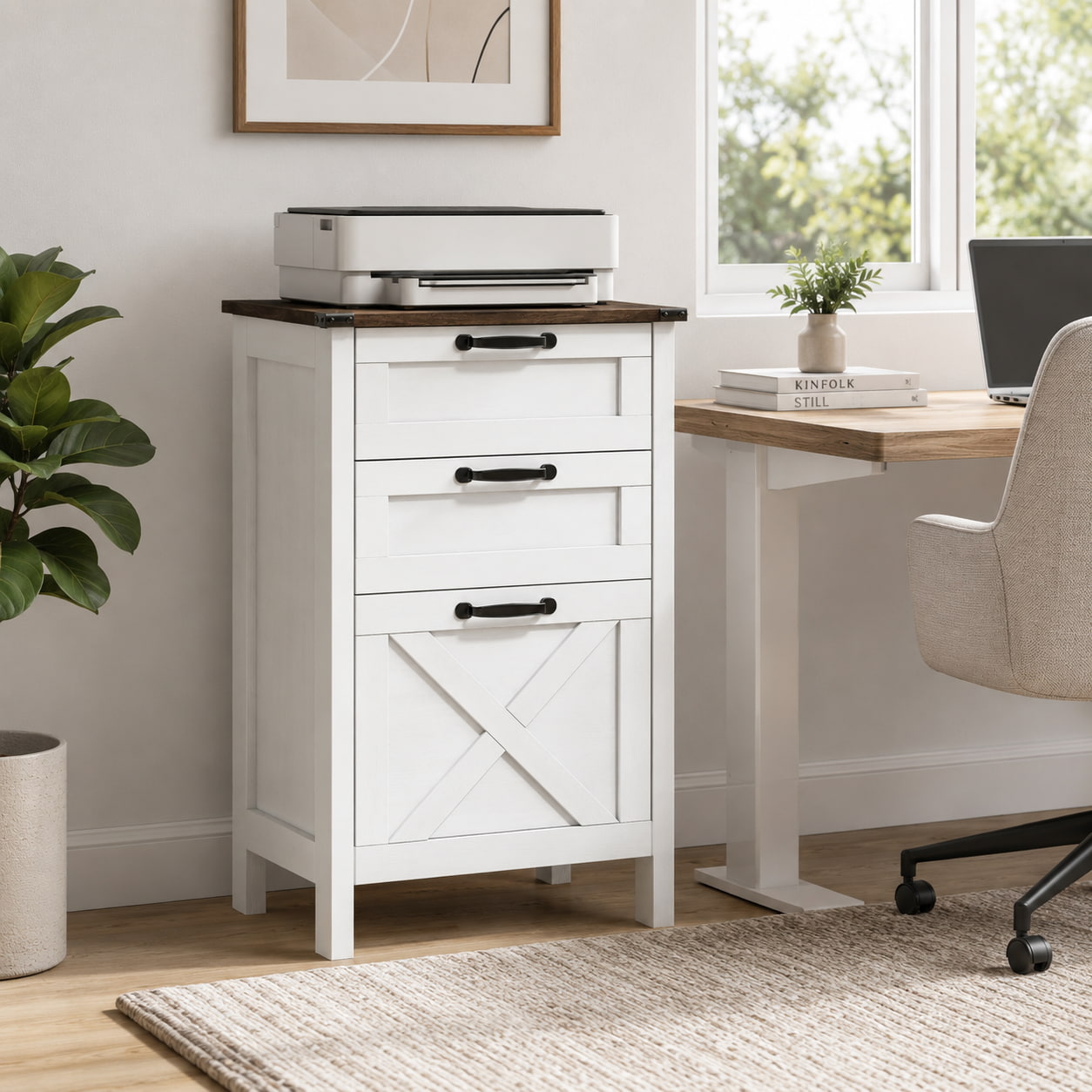 29.5" Rustic Farmhouse 3-Drawer Vertical File Cabinet for Letter and A4 Files