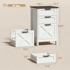 29.5" Rustic Farmhouse 3-Drawer Vertical File Cabinet for Letter and A4 Files