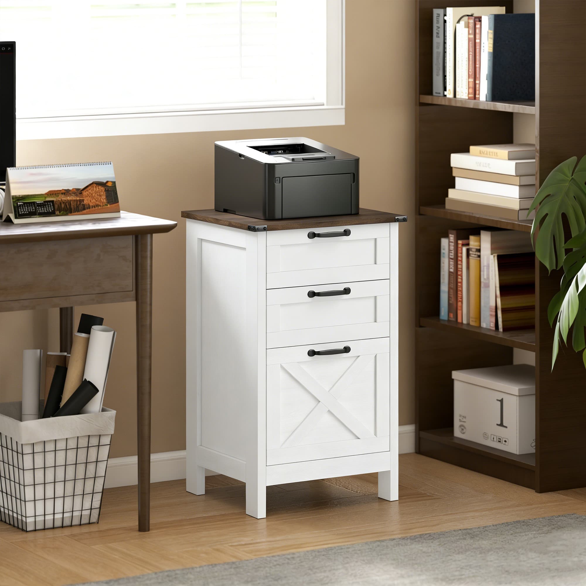29.5" Rustic Farmhouse 3-Drawer Vertical File Cabinet for Letter and A4 Files