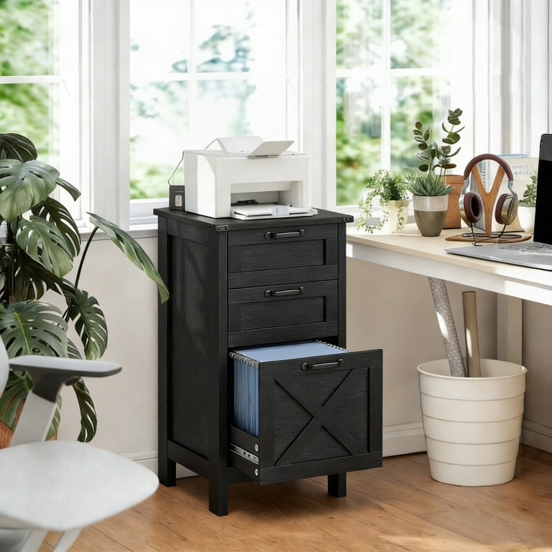 29.5" Rustic Farmhouse 3-Drawer Vertical File Cabinet for Letter and A4 Files
