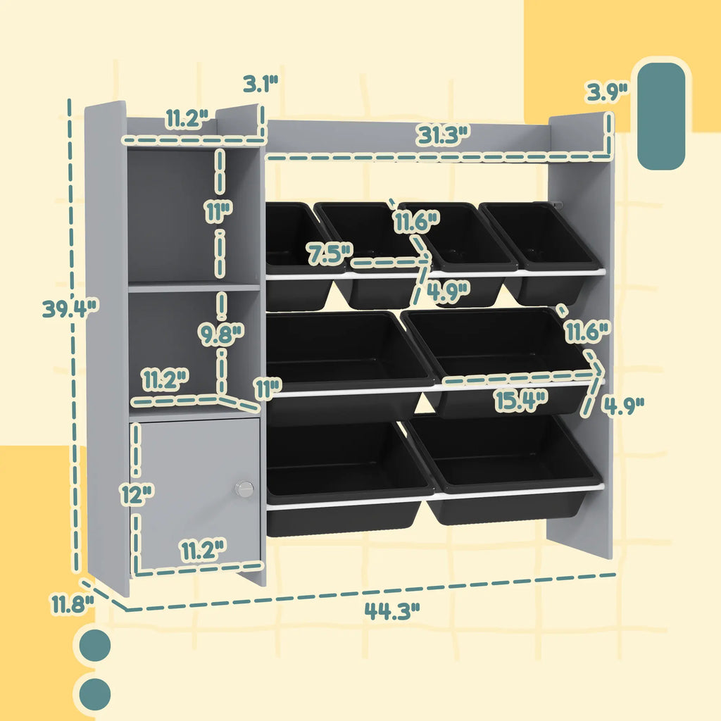 39.4" Kids Toy Storage Organizer with 8 Bins, 2 Cubbies and Drawer