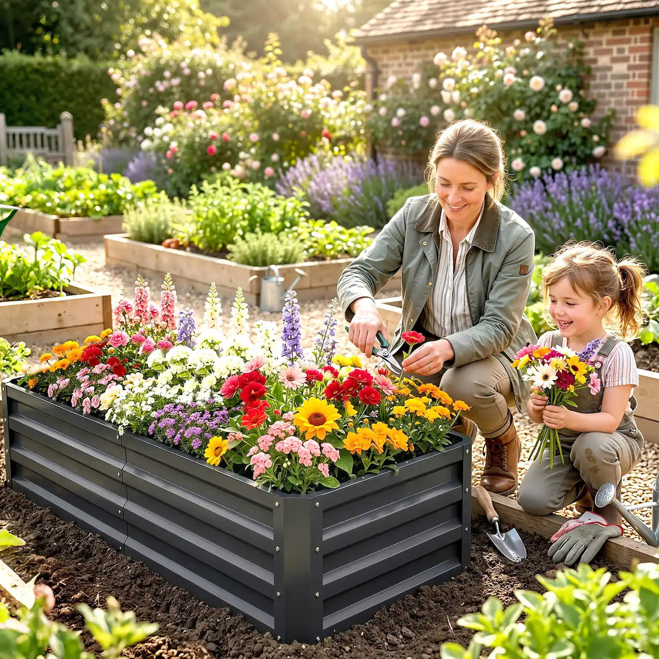 47.25" Galvanized Steel Raised Garden Bed with Open Bottom