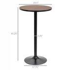 41.25" H Round Elm Wood Bar Table with 23.5" Top and Steel Pedestal Base