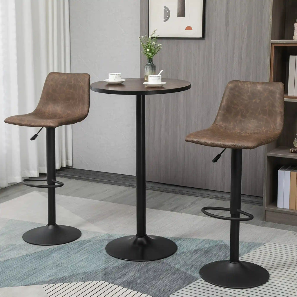 41.25" H Round Elm Wood Bar Table with 23.5" Top and Steel Pedestal Base