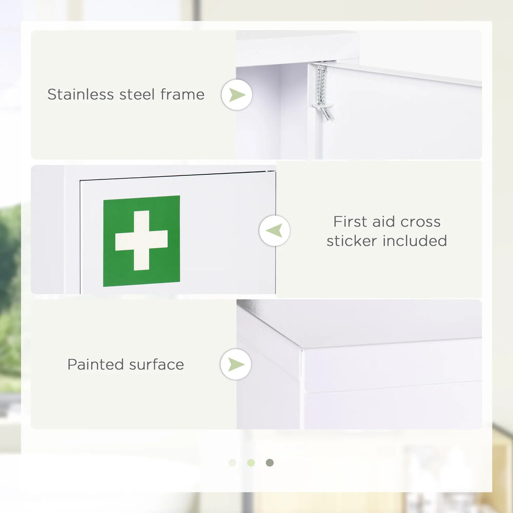 Lockable Steel Medicine Cabinet with 3-Tier Storage and 2 Keys