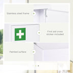 Lockable Steel Medicine Cabinet with 3-Tier Storage and 2 Keys