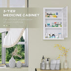 Lockable Steel Medicine Cabinet with 3-Tier Storage and 2 Keys