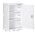 Lockable Steel Medicine Cabinet with 3-Tier Storage and 2 Keys
