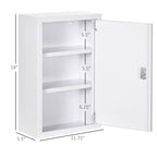 Lockable Steel Medicine Cabinet with 3-Tier Storage and 2 Keys