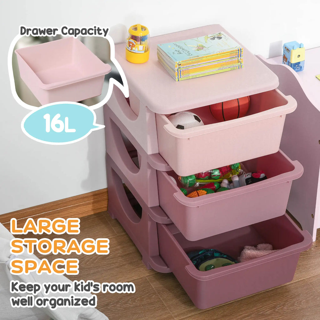 22.25" 3-Tier Kids Toy Storage Organizer with 3 Removable 16 L Drawers